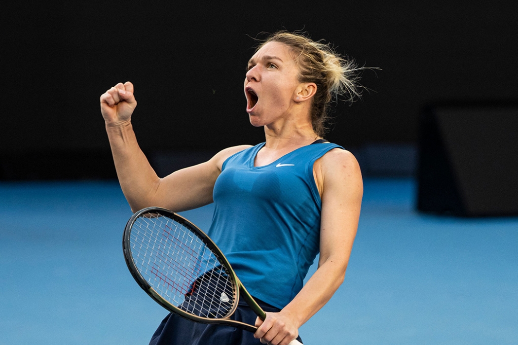 Simona Halep in action at Melbourne Park