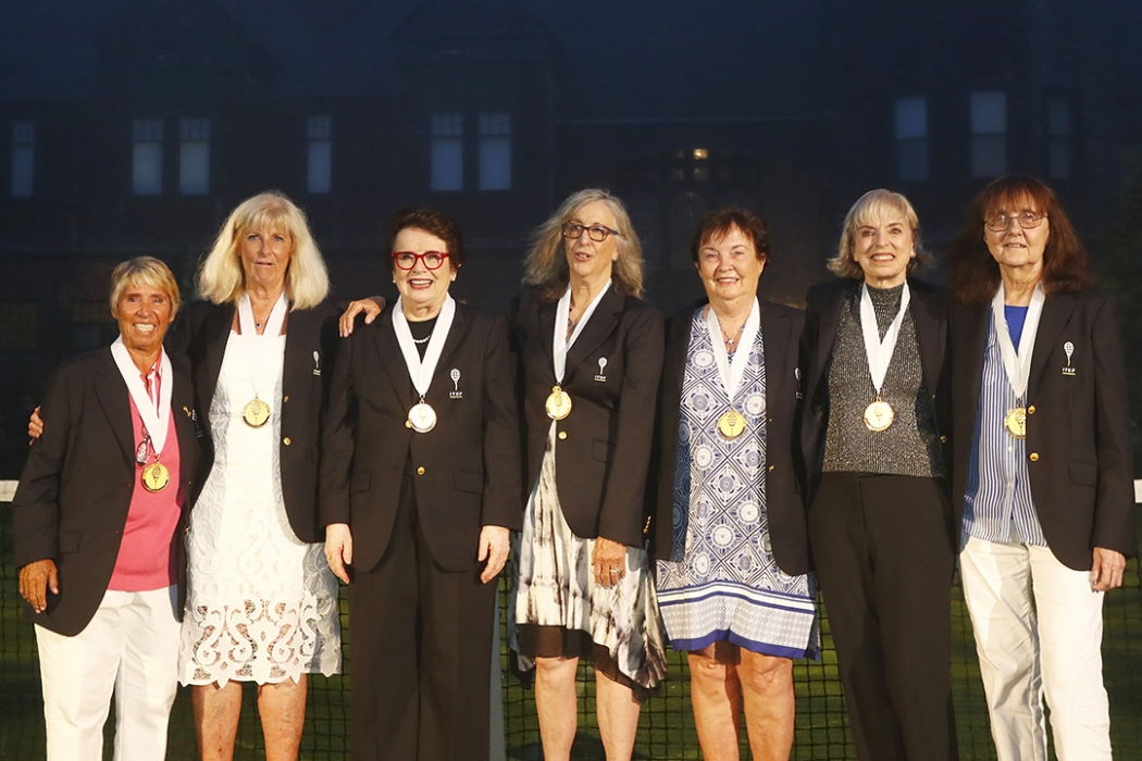 Members of the Original Nine at their International Tennis Hall of Fame induction