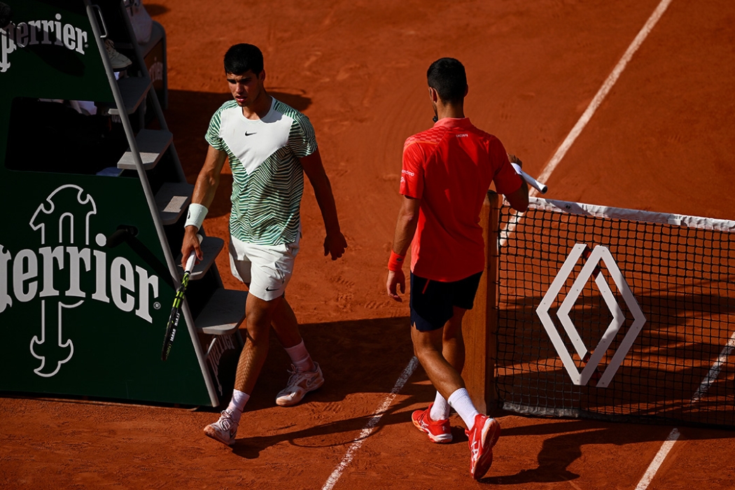 Novak Djokovic and Carlos Alcaraz in the Roland Garros semifinals