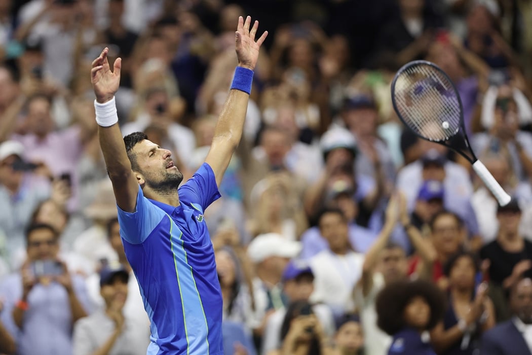 Novak Djokovic celebrates his US Open title