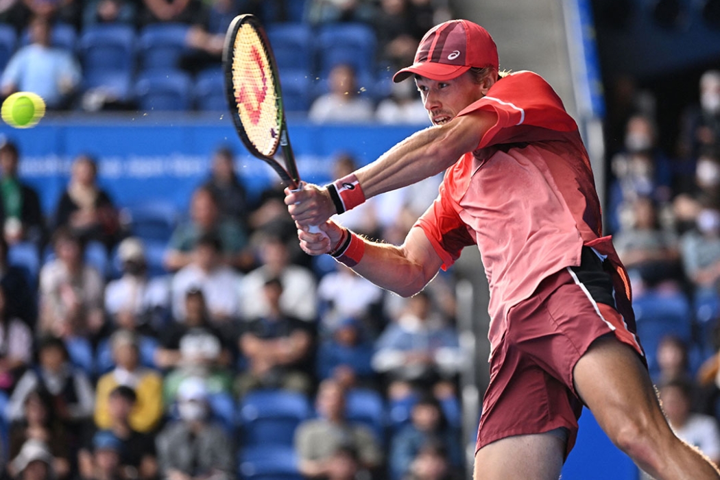 Alex de Minaur in action at the ATP Japan Open in Tokyo