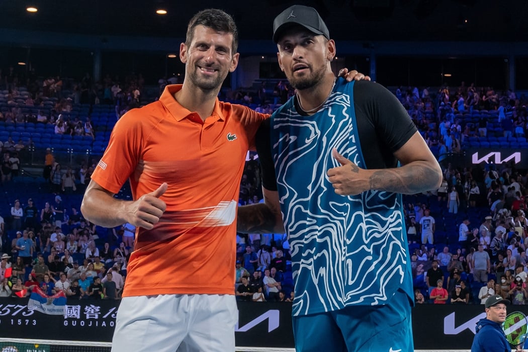 Novak Djokovic and Nick Kyrgios played a practice match for charity at Australian Open 2023