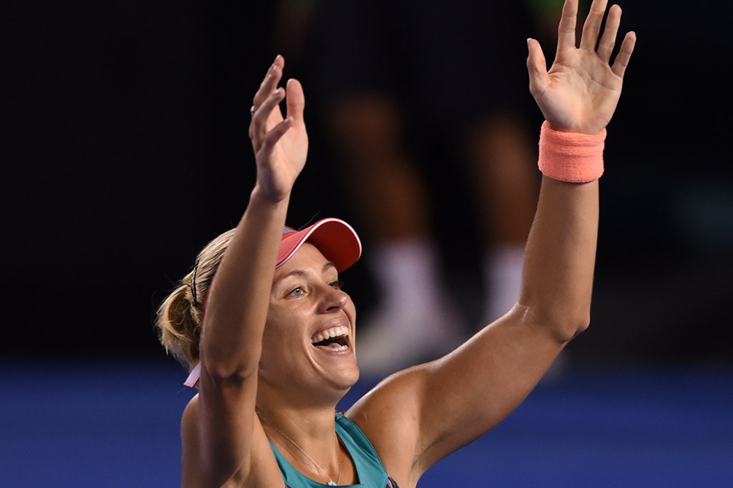 Angelique Kerber celebrates her win at Australian Open 2016