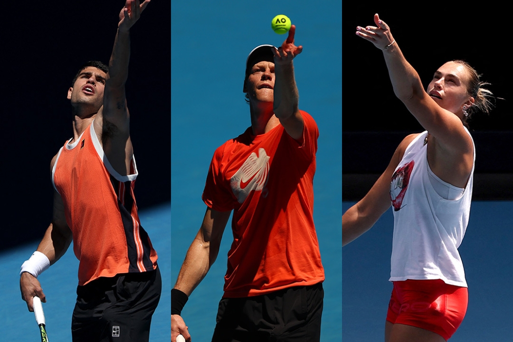 Carlos Alcaraz, Jannik Sinner and Aryna Sabalenka prepare for AO 2026