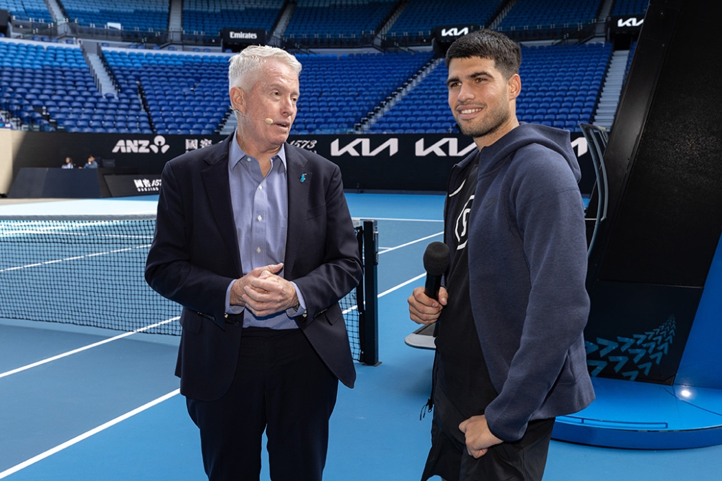 Craig Tiley with Carlos Alcaraz at Australian Open 2026