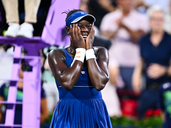 Victoria Mboko celebrates her triumph at the WTA event in Montreal