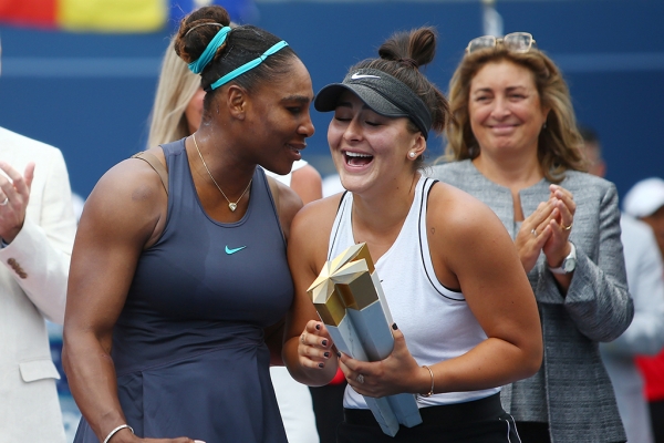 Serena Williams and Bianca Andreescu after the 2019 Toronto final