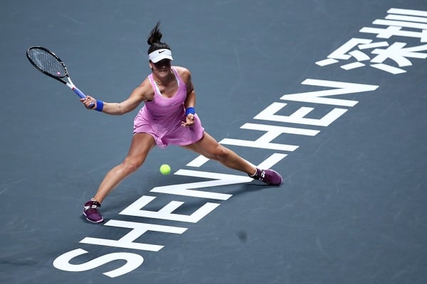 Bianca Andreescu in action at the 2019 WTA Finals in Shenzhen