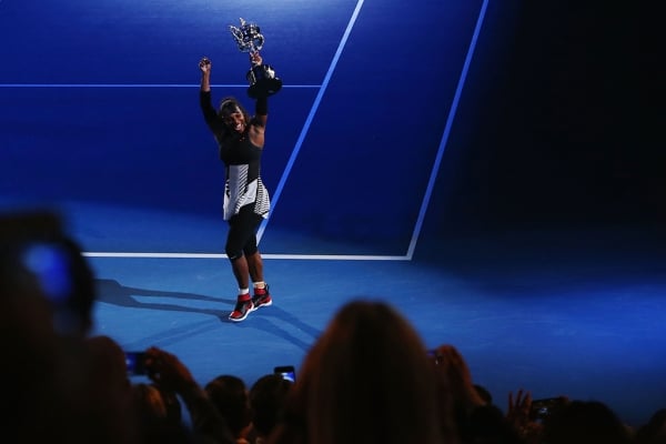 Serena Williams celebrates victory at Australian Open 2017