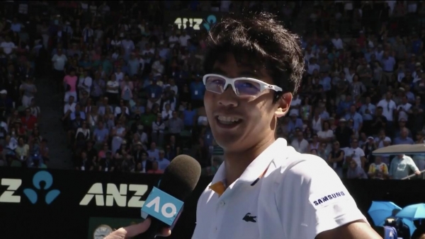 Hyeon Chung on court interview (QF)
